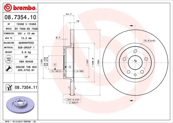 Тормозной диск coated disc line BRECO BV 7569