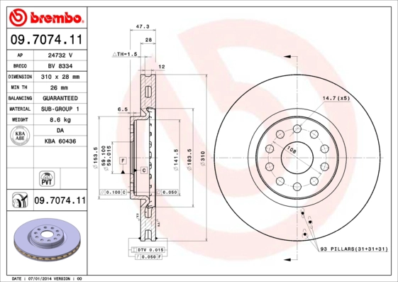 Тормозной диск coated disc line BRECO BV 8334