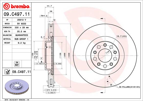 Тормозной диск coated disc line BRECO BV 9222