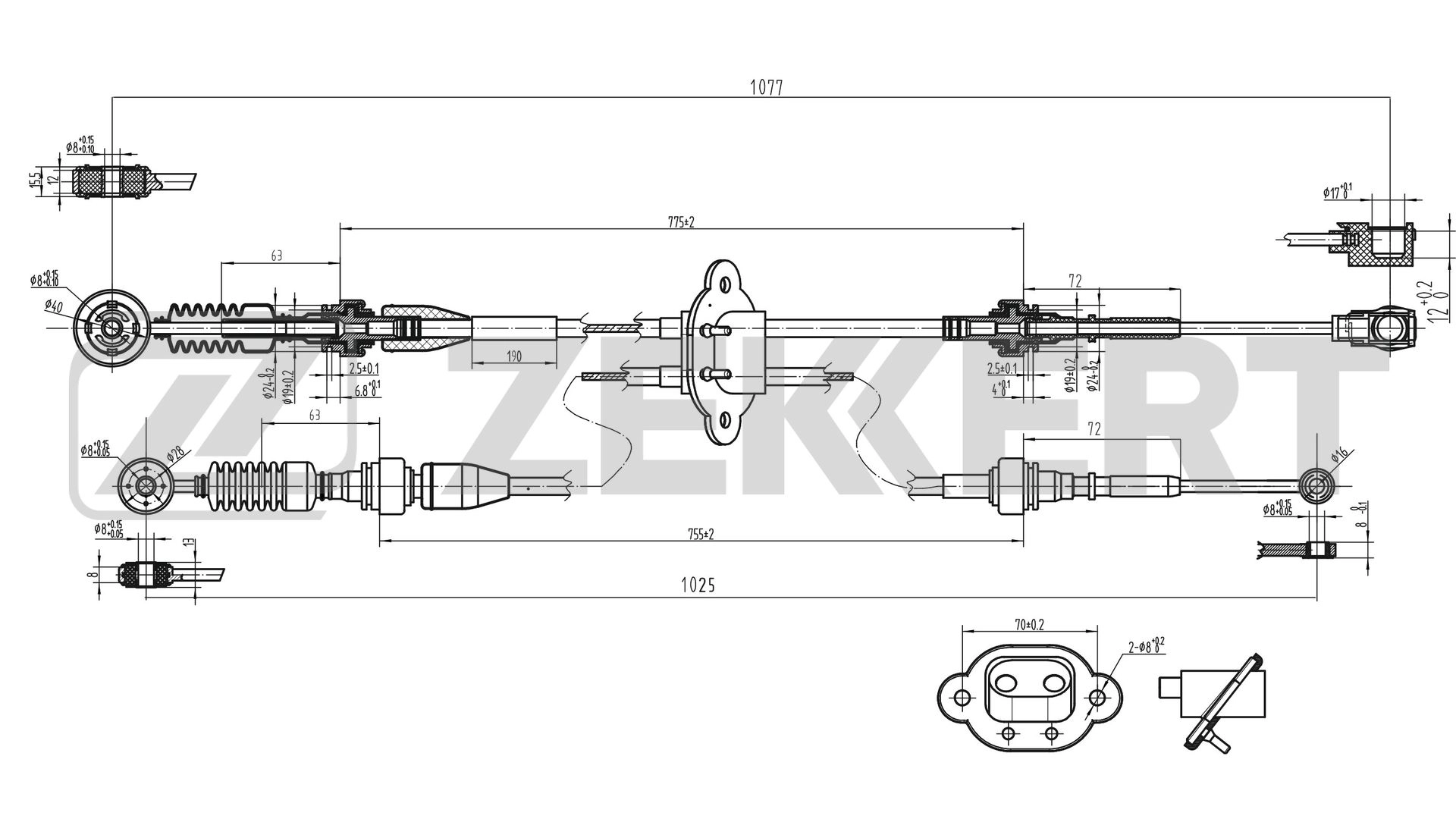 Трос механическая коробка передач ZEKKERT BZ-1105
