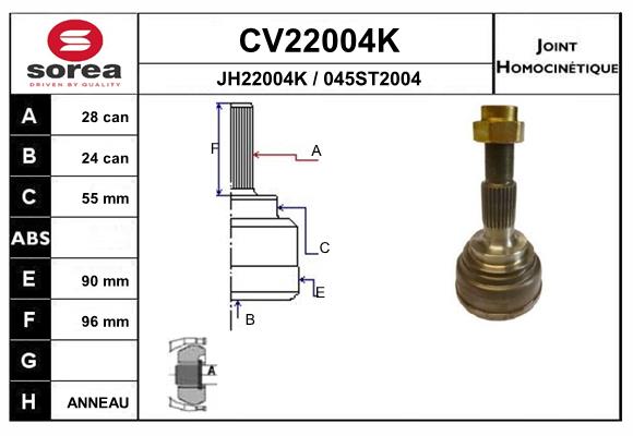 Шарнирный комплект приводной вал EAI CV22004K
