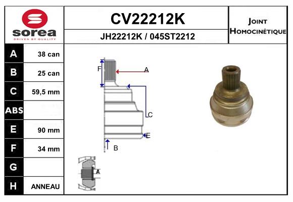 Шарнирный комплект приводной вал EAI CV22212K