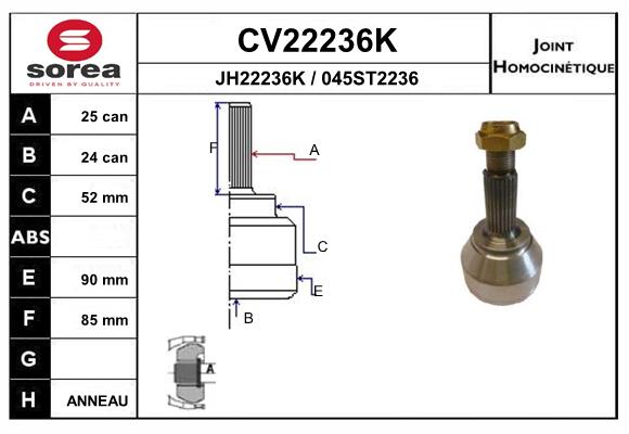 Шарнирный комплект приводной вал EAI CV22236K