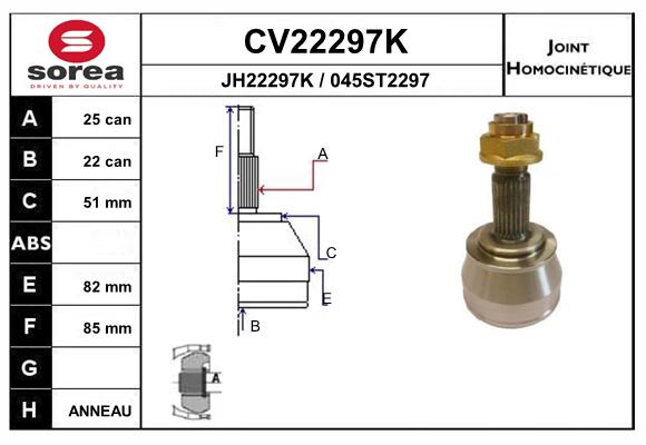 Шарнирный комплект приводной вал EAI CV22297K