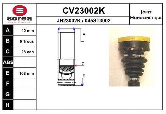 Шарнирный комплект приводной вал EAI CV23002K