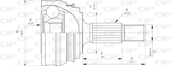 Шарнирный комплект приводной вал OPEN PARTS CVJ5005.10