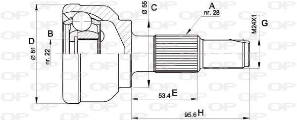Шарнирный комплект приводной вал OPEN PARTS CVJ5124.10