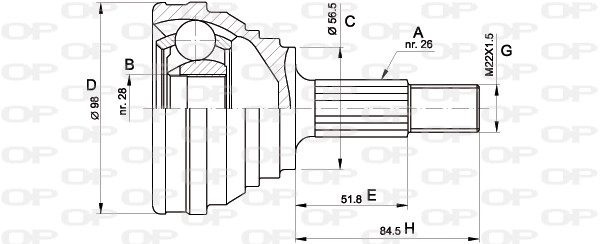 Шарнирный комплект приводной вал OPEN PARTS CVJ5149.10