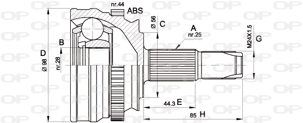Шарнирный комплект приводной вал OPEN PARTS CVJ5153.10