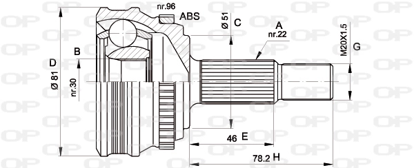 Шарнирный комплект приводной вал OPEN PARTS CVJ5185.10