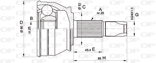 Шарнирный комплект приводной вал OPEN PARTS CVJ5211.10