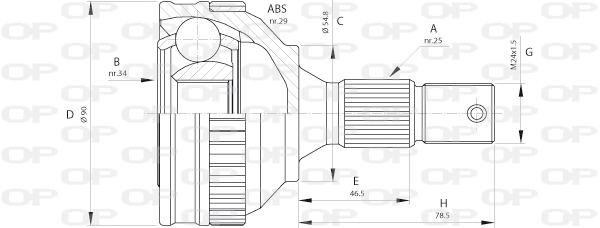 Шарнирный комплект приводной вал OPEN PARTS CVJ5216.10