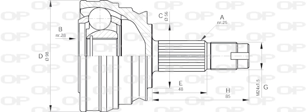 Шарнирный комплект приводной вал OPEN PARTS CVJ5238.10