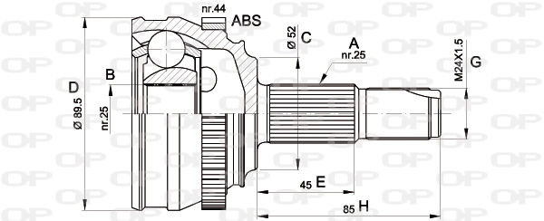Шарнирный комплект приводной вал OPEN PARTS CVJ5251.10