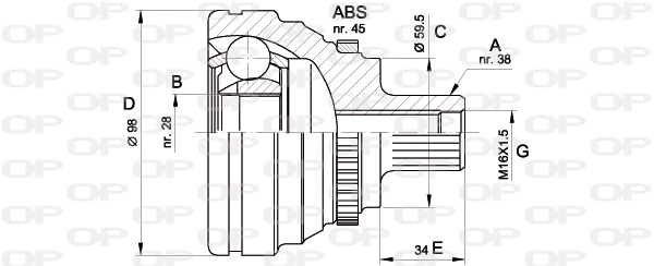 Шарнирный комплект приводной вал OPEN PARTS CVJ5271.10