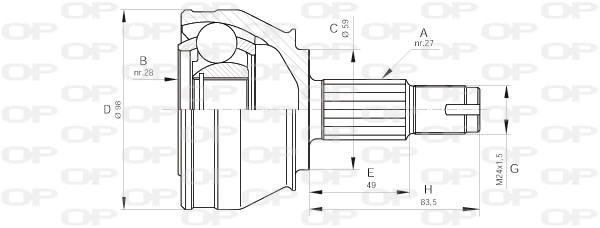 Шарнирный комплект приводной вал OPEN PARTS CVJ5295.10