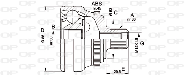 Шарнирный комплект приводной вал OPEN PARTS CVJ5304.10