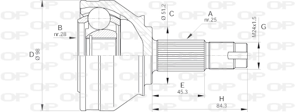 Шарнирный комплект приводной вал OPEN PARTS CVJ5438.10