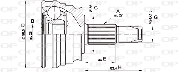 Шарнирный комплект приводной вал OPEN PARTS CVJ5506.10