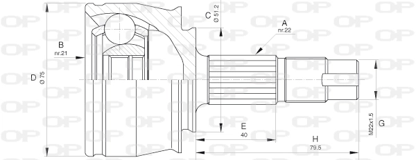 Шарнирный комплект приводной вал OPEN PARTS CVJ5652.10