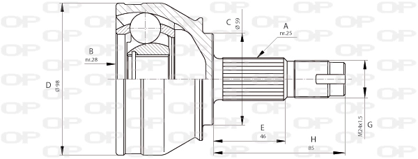 Шарнирный комплект приводной вал OPEN PARTS CVJ5687.10
