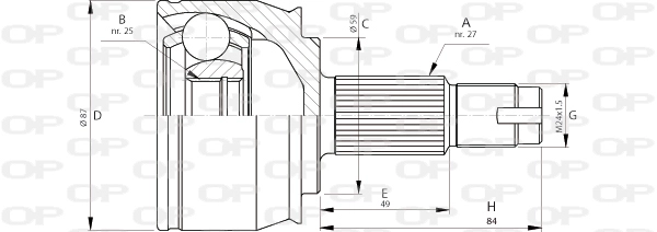 Шарнирный комплект приводной вал OPEN PARTS CVJ5708.10