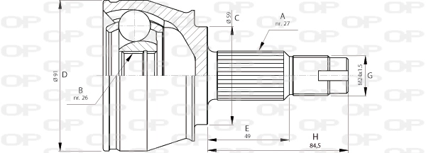 Шарнирный комплект приводной вал OPEN PARTS CVJ5712.10