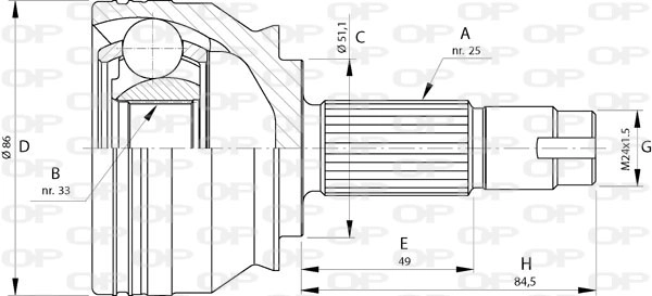 Шарнирный комплект приводной вал OPEN PARTS CVJ5721.10