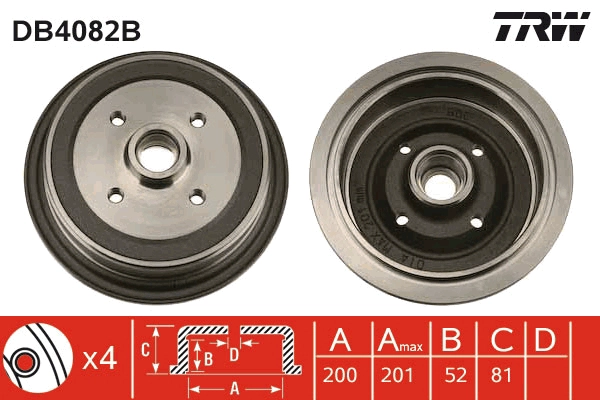 Тормозной барабан TRW DB4082B