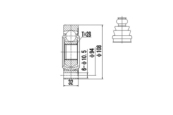 Шарнирный комплект приводной вал DYNAMATRIX-KOREA DCV602004