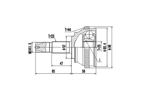 Шарнирный комплект приводной вал DYNAMATRIX-KOREA DCV802004