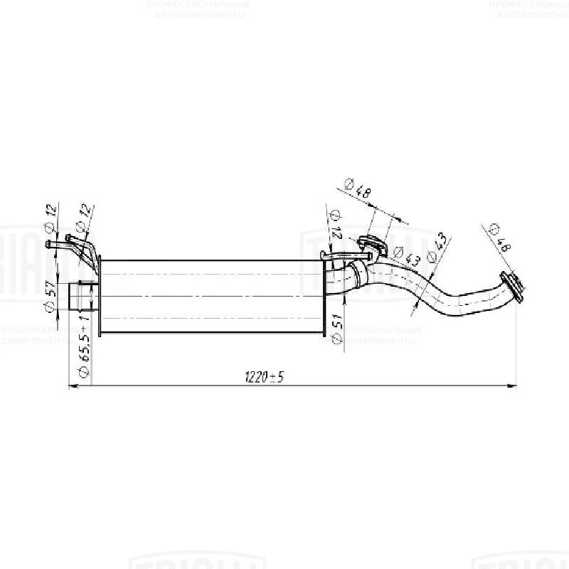 Предглушитель выхлопных газов TRIALLI EAM 0347