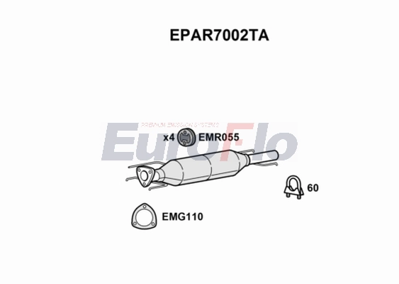 Сажевый / частичный фильтр система выхлопа ог EUROFLO EPAR7002TA