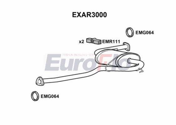 Средний глушитель выхлопных газов EUROFLO EXAR3000