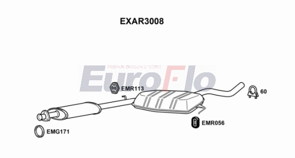 Средний глушитель выхлопных газов EUROFLO EXAR3008