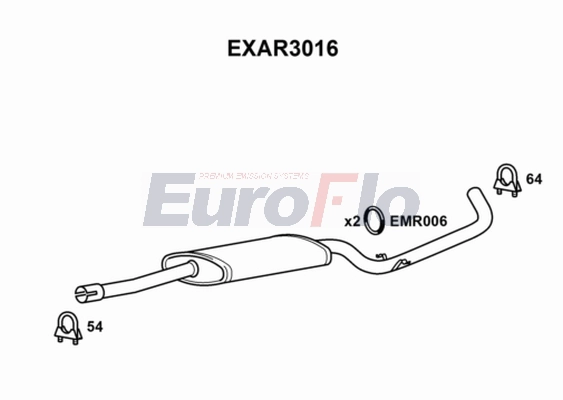 Средний глушитель выхлопных газов EUROFLO EXAR3016