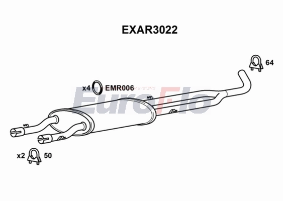 Средний глушитель выхлопных газов EUROFLO EXAR3022