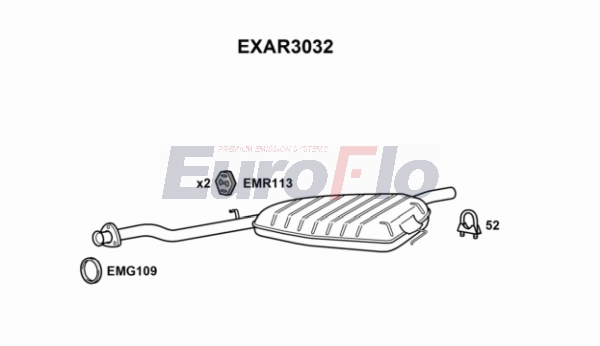 Средний глушитель выхлопных газов EUROFLO EXAR3032