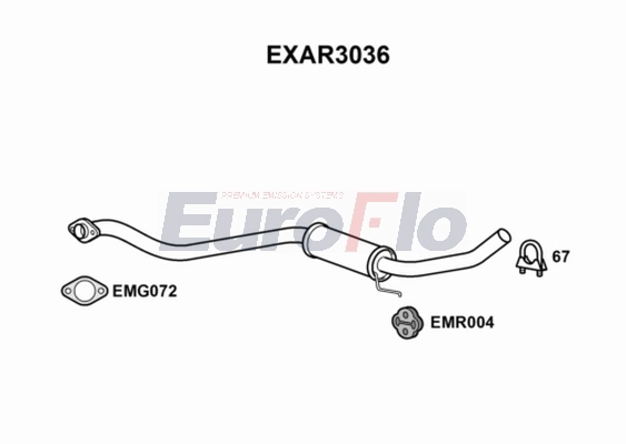 Средний глушитель выхлопных газов EUROFLO EXAR3036