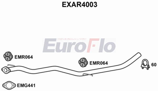 Труба выхлопного газа EUROFLO EXAR4003