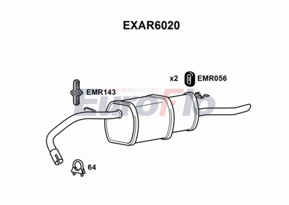 Глушитель выхлопных газов конечный EUROFLO EXAR6020