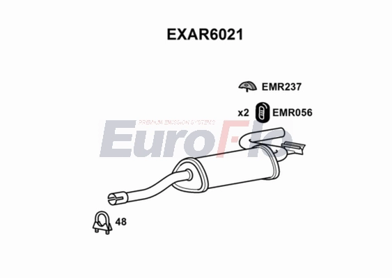 Глушитель выхлопных газов конечный EUROFLO EXAR6021