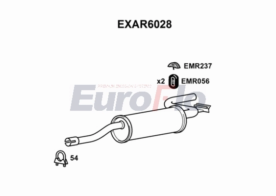 Глушитель выхлопных газов конечный EUROFLO EXAR6028