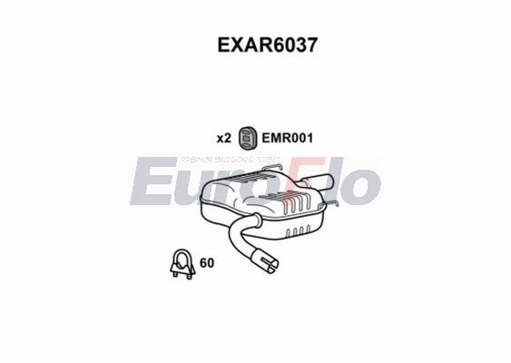 Глушитель выхлопных газов конечный EUROFLO EXAR6037