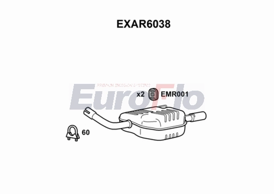 Глушитель выхлопных газов конечный EUROFLO EXAR6038