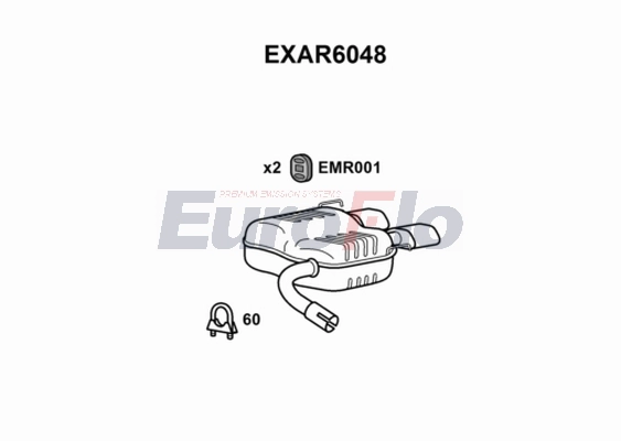 Глушитель выхлопных газов конечный EUROFLO EXAR6048