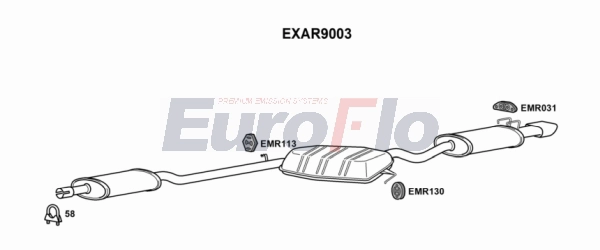 Средний / конечный глушитель ог EUROFLO EXAR9003