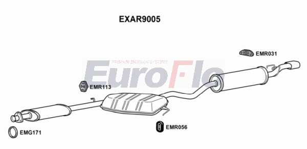 Средний / конечный глушитель ог EUROFLO EXAR9005