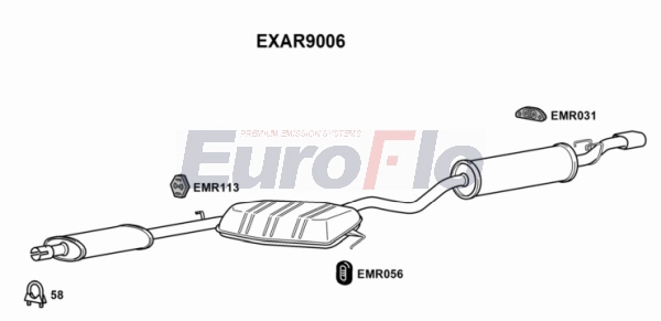 Средний / конечный глушитель ог EUROFLO EXAR9006