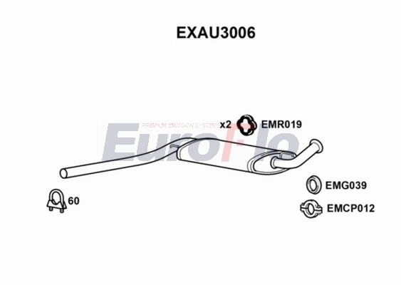 Средний глушитель выхлопных газов EUROFLO EXAU3006